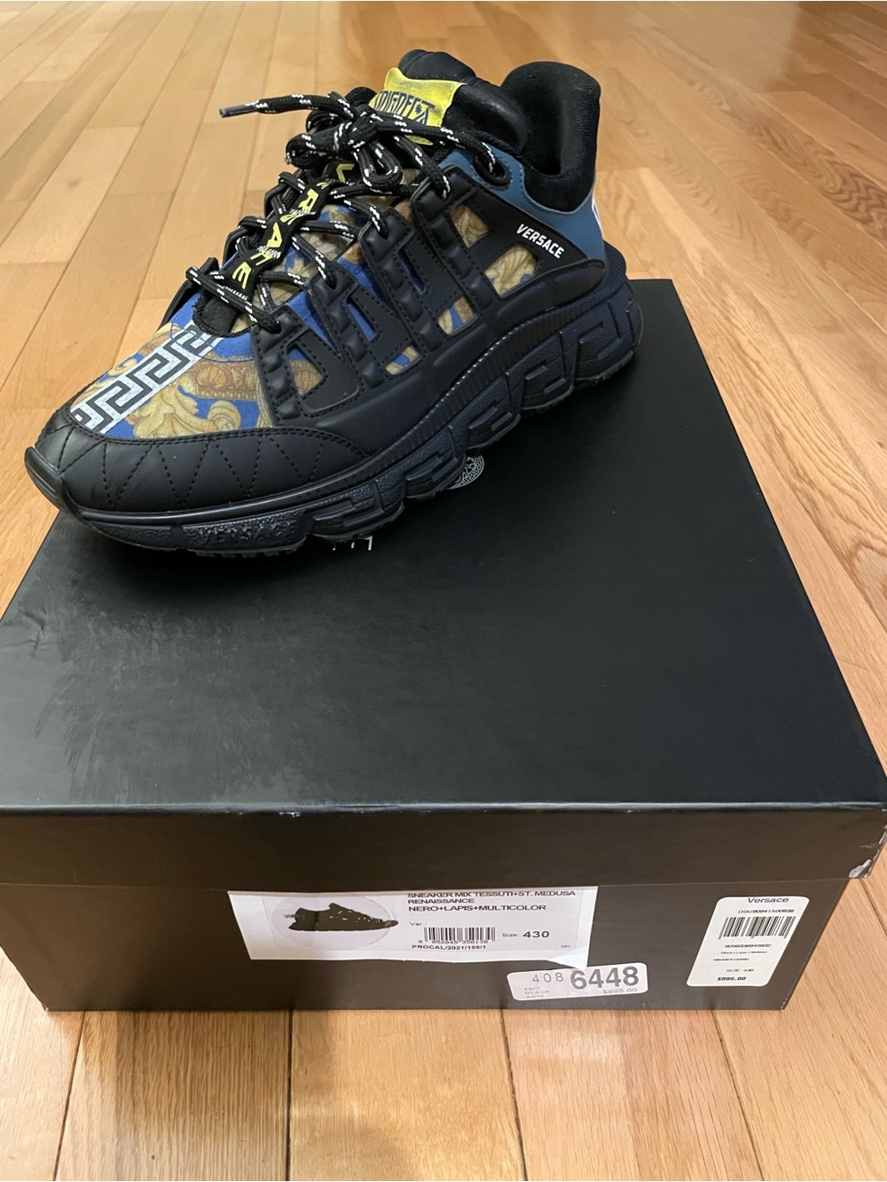 Versace Black, Blue & Gold Barocco Men’s Sneaker